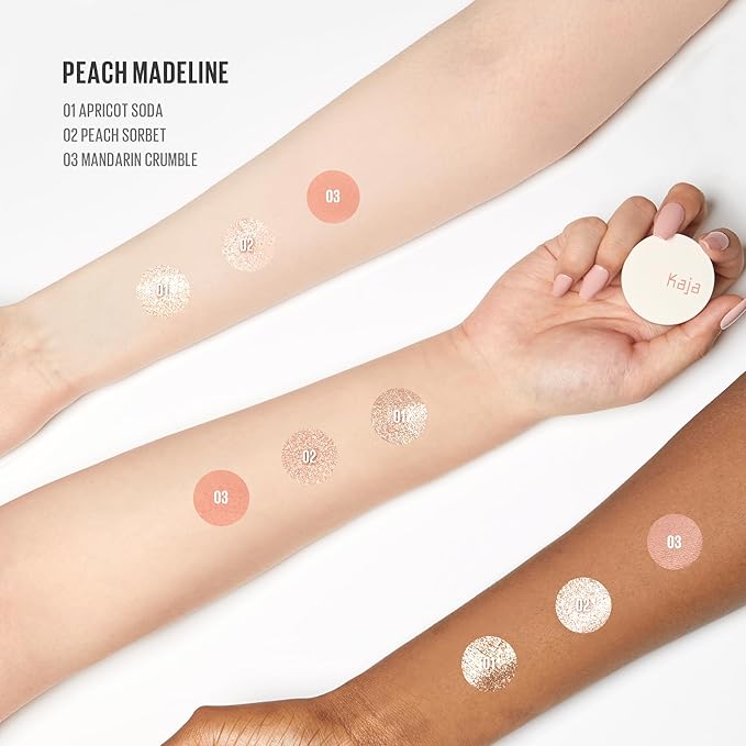 Kaja Beauty Bento Collection - Bouncy Eyeshadow Trio | 16 Peach Madeline | Nude Peach Tone | Vegan, Cruelty free