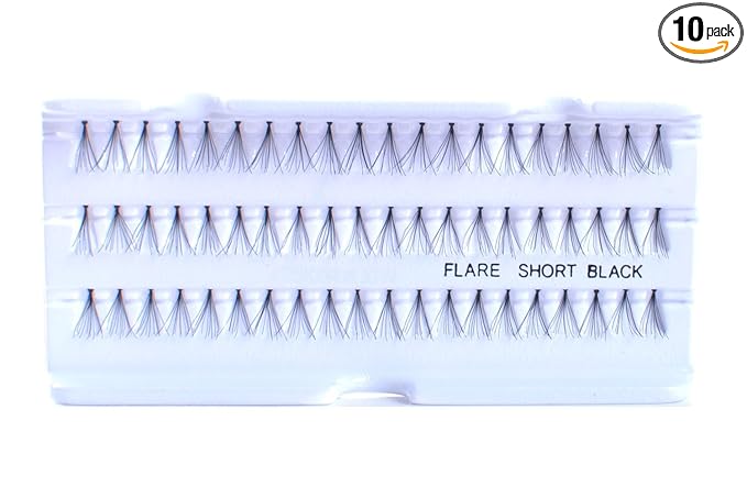 10 Pairs 100% Human Hair False Eyelashes Natural Black #SHORT-BLACK