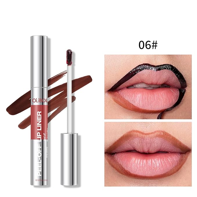 4Pcs Peel Off Lip Liner Stain Set - Long-Lasting, Smudge-Proof, Waterproof Nude Matte Lip Tint, Non-Fading Peel Off Brown Lip Line Color, Effortless Precision & Full Coverage, Overline Lip Combo