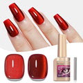 Cat Eye Gel Nail Polish, Red Glitter Magnetic Gel Polish UV Glitter Holographic, Cateye Gel Polish With Magnet Shimmer Manicure Salon DIY Home, 12ML