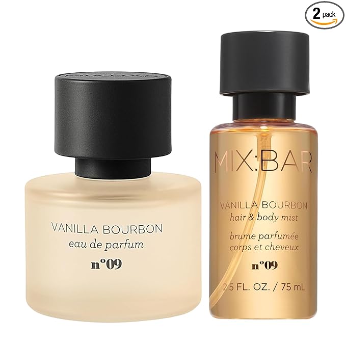 MIX:BAR Vanilla Bourbon Perfume & Body Mist Bundle | Eau de Parfum + 2.5oz Mini Body Spray | Warm, Sweet, Long-Lasting Fragrance | Travel-Friendly, Cruelty-Free, Vegan