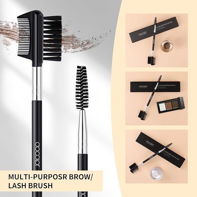 docolor 3 Head Eyebrow Eyelash Shaper Eyelash Comb Double Head Brush Makeup Grooming Tool cosmetic with 3 Different Spoolie Brushes for Separating Lashes, Grooming and Shaping Brow