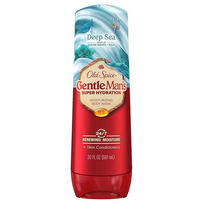 Old Spice GentleMan’s Super Hydration Body Wash for Men, Moisturizing Shower Gel for Dry Skin, 24/7 Renewing Moisture with Skin Conditioners, Deep Sea with Ocean Waves + Kelp Scent, 20 oz