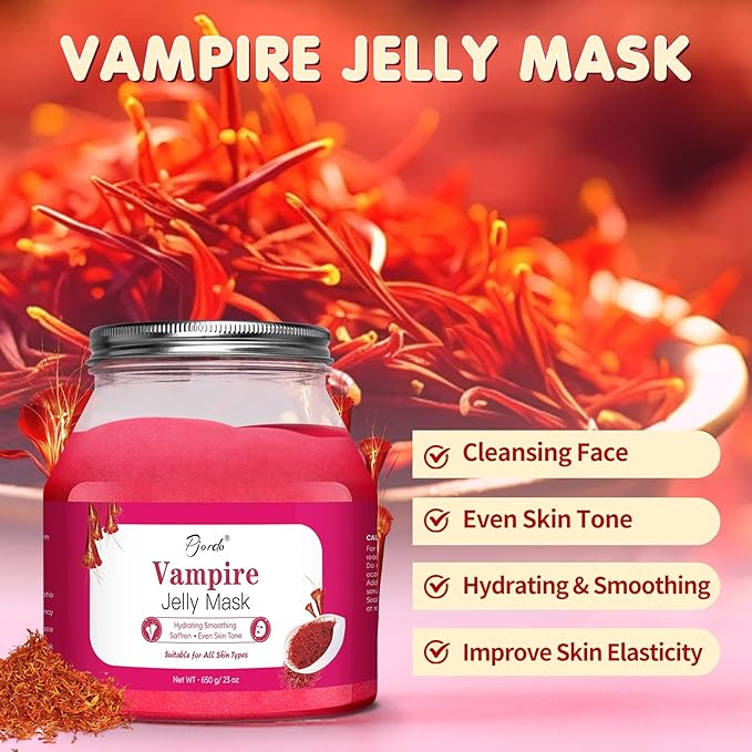 Pjordo Jelly Masks for Facials Professional, Vampire Jelly Mask Powder with Mixing Bowl Set, Peel Off Face Mask Skincare for Hydrating, Smoothing & Nourishing, Hydrojelly Masks Gift Set DIY Spa