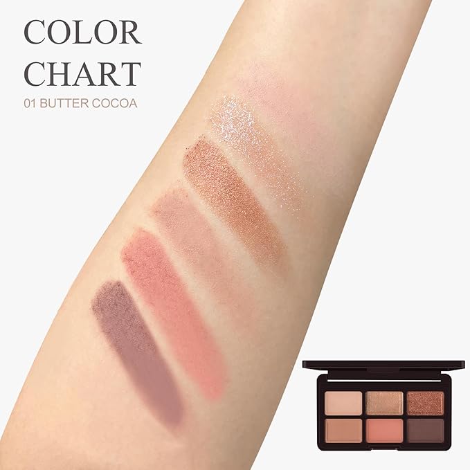 KYDA 6 Colors Brown Eyeshadow Palette, Netural Brown Bronzer with Shimmer and Matte Shades, Long Wear Rich Pigment, Blendable Lightweight Formula, Travel Friendly Mini Makeup Palette, Cruelty Free