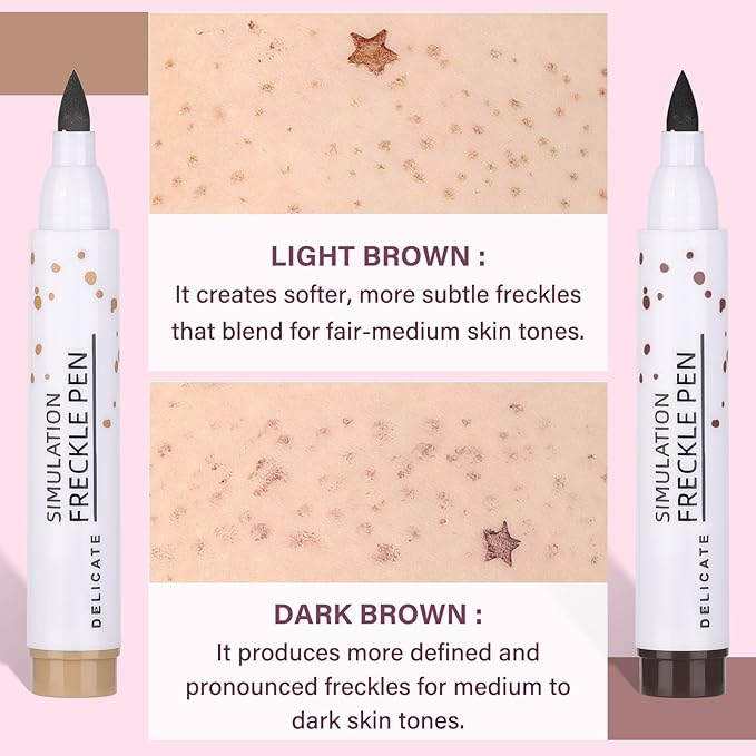MARBUROLY Natural Freckle Purple Blush Makeup Kit- Liquid Fake Freckle Air Cushion, 2 Colors Freckle Pen, Powder Cushion Blush, Waterproof Long Lasting Freckles Marker for Cheek