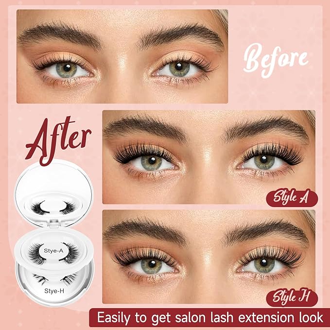Higu clace Magnetic-Eyelashes 2 Pairs Magnetic Eyelashes with Applicator Soft Eyelashes Magnetic Lashes Natural Look Wispy pestañas magnéticas Without Eyeliner Easy to Wear and Remove(A+H01)