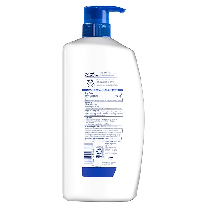 Head and Shoulders 2 in 1 Dandruff Shampoo and Conditioner, Anti-Dandruff Treatment, Tea Tree Oil for Daily Use, Paraben Free, 28.2 oz