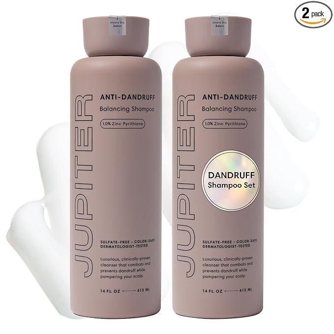 Jupiter Anti Dandruff Shampoo - Shampoo for Men & Women for Flaky, Itchy, Oily, & Dry Scalp - Nourishes Scalp and Reduces Breakage & Flakes - Color-Safe, Sulfate-Free, Paraben-Free - 2 Pack