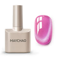 MAYCHAO 15ML Cat Eye Gel Nail Polish 1Pc Pink Gel Polish with Magnet Soak off Holographic Magnetic Nail Polish for Nail Art Manicure Salon DIY at Home, 0.5 OZ