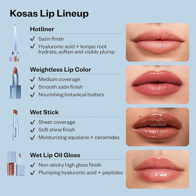 Kosas Wet Lip Oil Gloss – Plumping Peptide Lip Treatment Gloss in Sheer Pinkish Lavender, Hydrating with Hyaluronic Acid, Peptides & Plant Oils, Non-Sticky, Vegan, Clean Beauty (Grapesicle) 0.15 oz