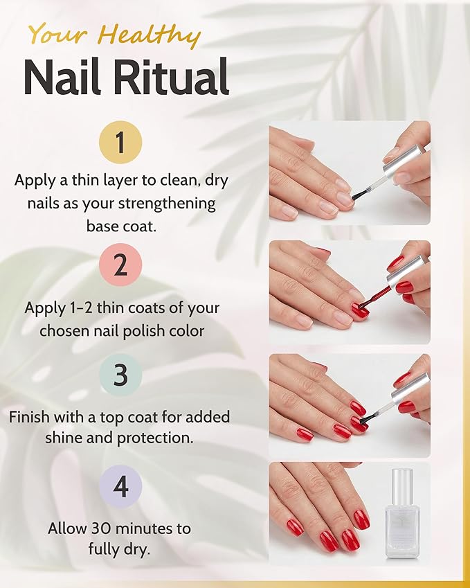 Karma Organic Nail Strengthener for Thin Nails and Growth, Nail Ridge Filler Base Coat Polish, Nail Hardener for Damaged Nails, Growth Treatment - Non-Toxic, Vegan, and Cruelty-Free (0.47 FL oz)