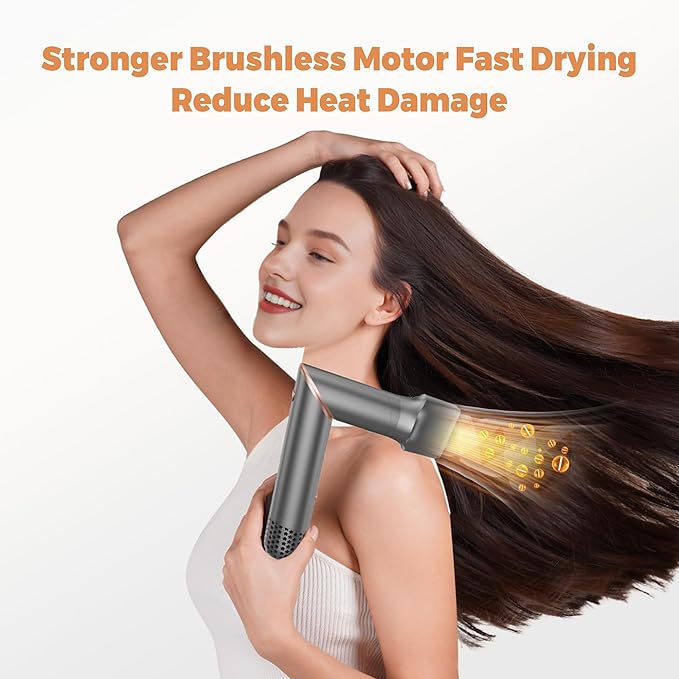 6 in 1 Hair Dryer Brush & Air Styler, Foldable High Speed Negative Ionic Hair Care Blow Dryer with Auto-Wrap Curlers, Hair Brush Blow Dryer Salon at Home, Straight, Dry,Curl, Travel Bag 110-120V