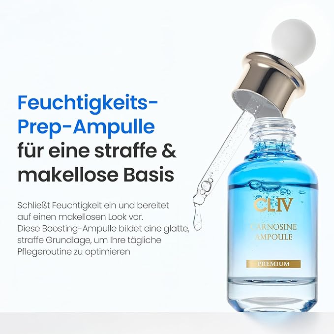 CLIV Carnosine Ampoule, Korean Skincare Hydrating & Smoothing Face Serum with Carnosine, Retinol & Peptides, Moisture Layering for Skin Balance, balloon serum 1.01 fl oz