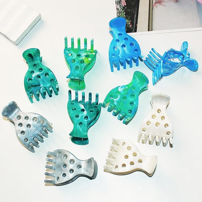 10 PCS Hair Volume Clip for Thick Hair, Root Clips for Curly Hair Volume,Green Blue Claw Clips for Women Root Lifting for Curl