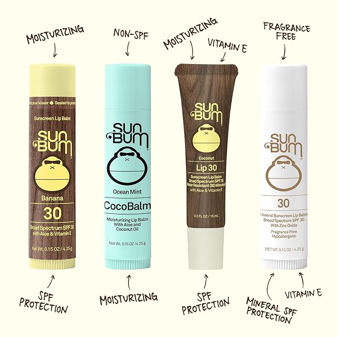 Sun Bum SPF 30 Sunscreen Kiwi Lip Balm - Moisturizing Aloe Vera and Vitamin E - Vegan and Cruelty Free - Broad Spectrum UVA/UVB Lip Protection - 0.15 oz Stick