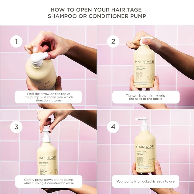 Hairitage Gentle Daily Moisture Shampoo and Conditioner Set - Split End + Bond Strengthening for Dry, Damaged Hair with Jojoba Oil - Anti-Frizz and Color Safe - Cherry + Amber Scent (21oz. 2-pack)