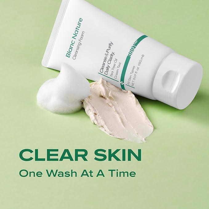 Cleansing Foam, Tea Tree Pore Deep Facial Cleanser for Oily & Sensitive Skin, Centella Asiatica, Green Tea, Korean Skincare, 5.07 fl oz (150 ml)