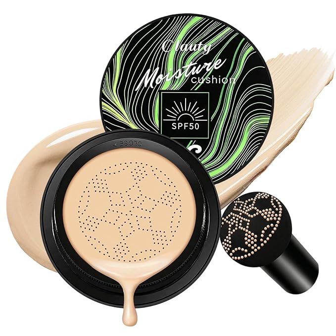 Cushion Foundation Air Cushion CC Cream With SPF 50, Full Coverage Foundation, Color Corrector, Even Skin Tone, Tattoo cover up, Moisturizing Concealer Sunscreen Foundation Makeup (Ivory SPF50)