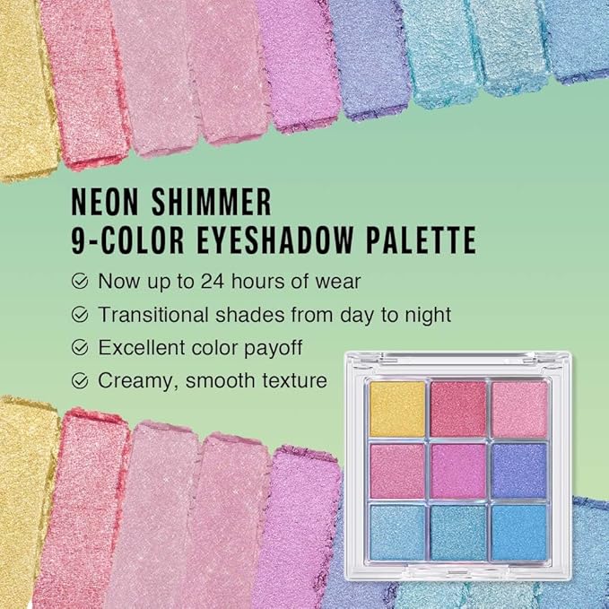 9-Color Shimmer Eyeshadow Palette – Highly Pigmented Glitter Pink Blue Purple Eye Makeup, Long-Lasting Waterproof Sparkly Eye Shadow, Blendable Metallic Shadows for Party, Festival & Daily Looks(03#)
