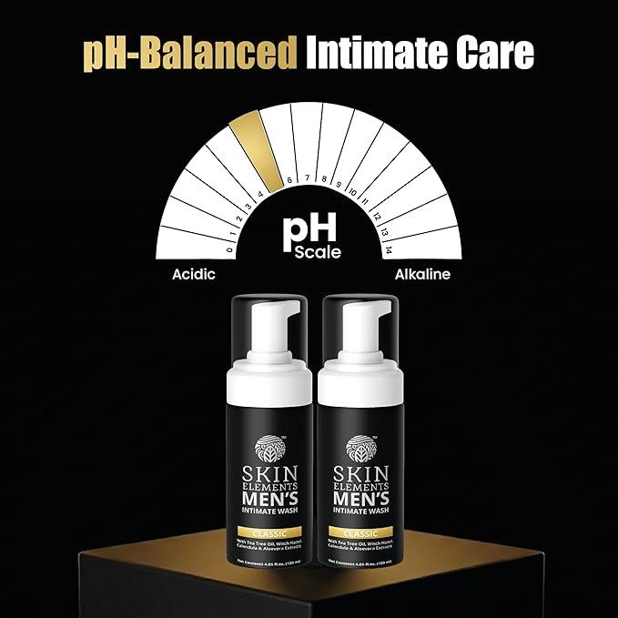 Skin Elements Intimate Wash for Men with Tea Tree Oil | pH Balanced Foaming Hygiene Wash | Control Bad Odor & Unwanted Sweat | Refreshes Intimate Area | 240 ml | Pack of 2