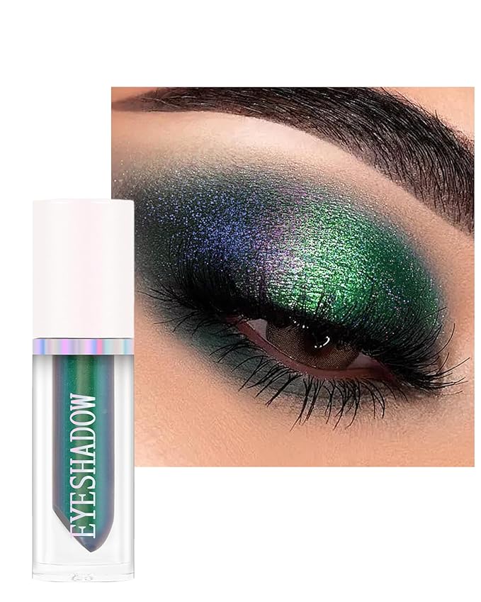Glitter Liquid Eyeshadow, Chameleon Metallic Long-Lasting Eye Shadow, Holographic Multichrome Shimmer Eyeshadow, Colorful High Pigment Liquid Eye Shadow,Glow in the Dark Party Makeup Gift for Women-04