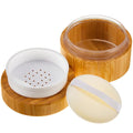 Frienda 50 ml Bamboo Loose Powder Puff and Container Empty Dusting Powder Jar for Body Face Makeup Travel Box Compact Case Holder with Sifter Lids and Puff