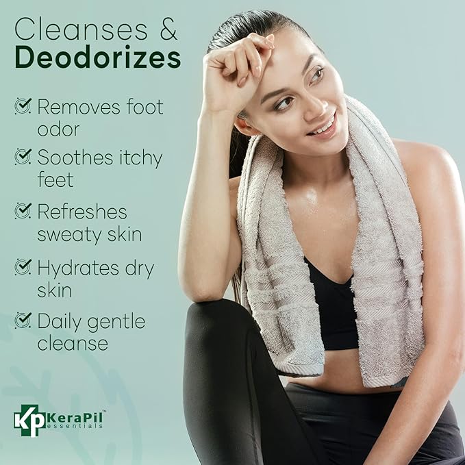 KERAPIL Bacterinyl Tea Tree Oil Body Wash - Antibacterial & Antifungal Support for Ringworm, Body Odors, Athlete’s Foot & Acne, Helps Soothe Itchy, Dry Skin - Made in USA (16 fl oz)