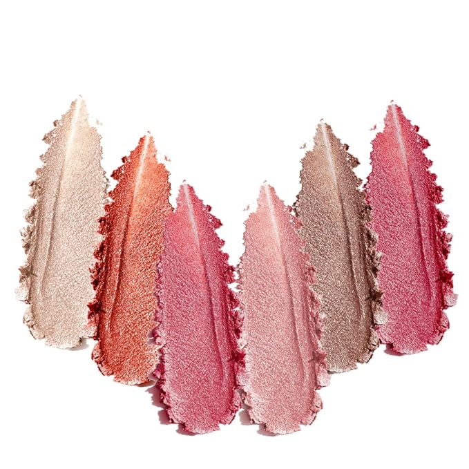 Coral Pink Shimmer Eyeshadow Palette, 6 Color High Pigment Blendable Glitter Eye Shadow Makeup for Older Women, Lightweight Travel Friendly, Suitable for All Eye Shapes, Fresh Daily Glam Look 08#