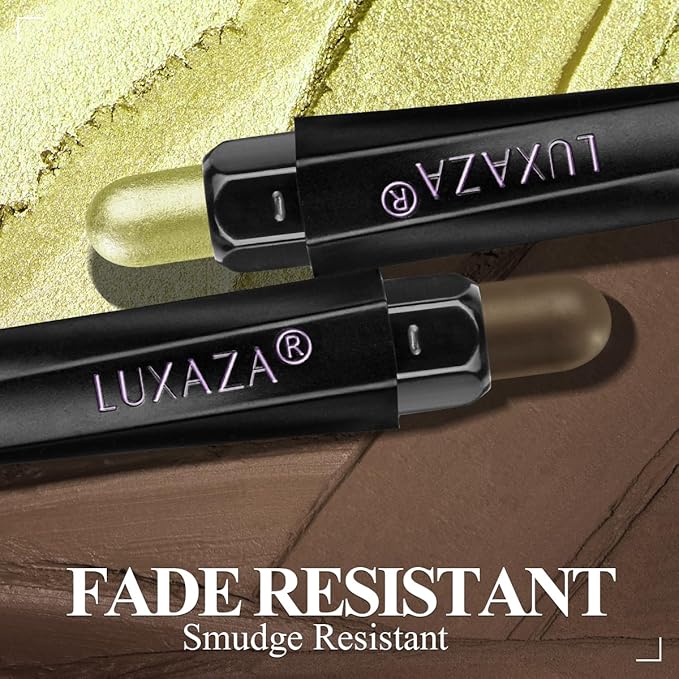 LUXAZA PRO FIREFLIES LIGHT Eyeshadow Stick Makeup 6PCS Set, Green Metallic Shimmer Matte Cream Eye Shadow Eyeliner Brightener Pencil Crayon - FIREFLIES LIGHT