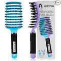HIPPIH 2 Pack Boar Bristle Hair Brush, Wet & Dry No Pull Curved Vented Hair Brush, Styling Magical Brush Detangler for Kids & Men, Hairbrush for Women Can Adds Shine & Smooth Curly Thick Hair
