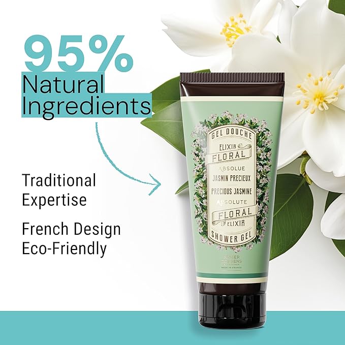 Panier des Sens - Jasmine Moisturizing Body Wash for Women & Men - Gentle Shower Gel - 96% Natural - Normal, Sensitive Skin - Body Care Made in France, SLS Free, Vegan - 6.8 floz