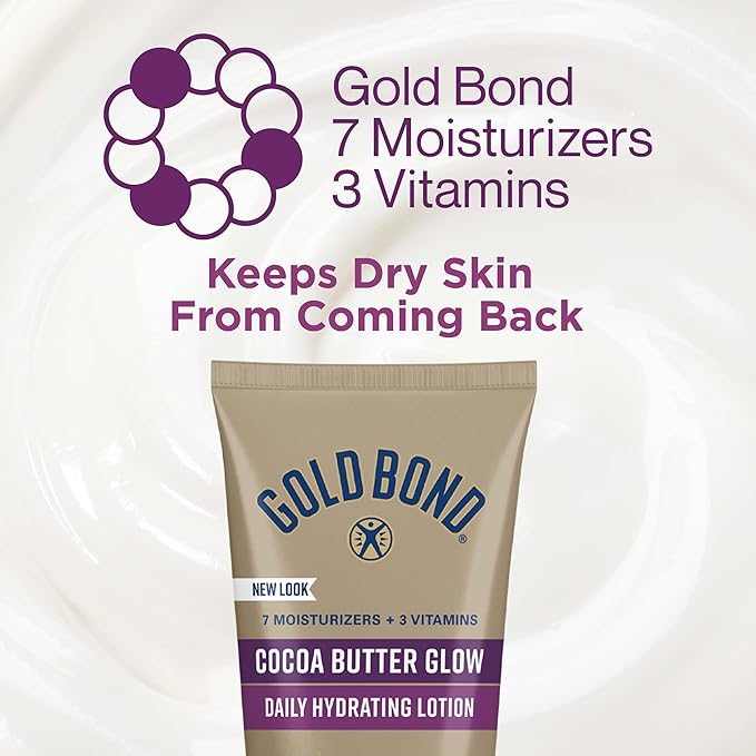 Gold Bond Cocoa Butter Glow Daily Hydrating Lotion with Shea Butter, Cocoa Butter & Coconut Oil, Exfoliating Moisturizer for Dry Skin, 5.5 oz. (Pack of 2)