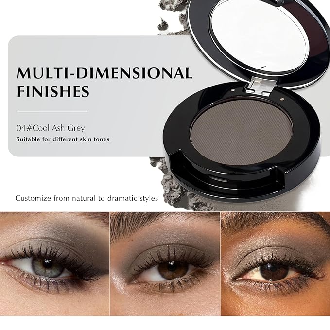 Cool Ash Grey Matte Eyeshadow Palette, Mini Monochrome Eye Shadow for Older Women, Pigmented Smoky Eyeshadow Powder Compact sombras para ojos, Naturing-Looking Smooth Blendable Color