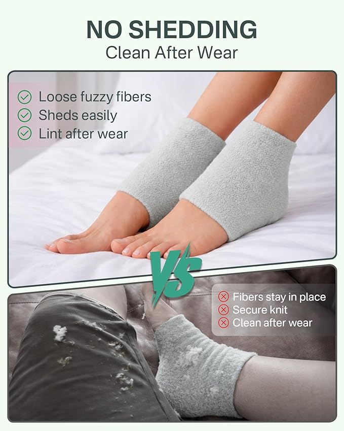 Moisturizing Socks Women, Feather Yarn Gel Socks, Foot Moisturizing Socks(Size 9-11) Deeply Hydrating for Dry, Cracked Heels, Silicone Socks for Women, Perfect Galentines Day Gifts, 1 Pair (Heel-Gray)