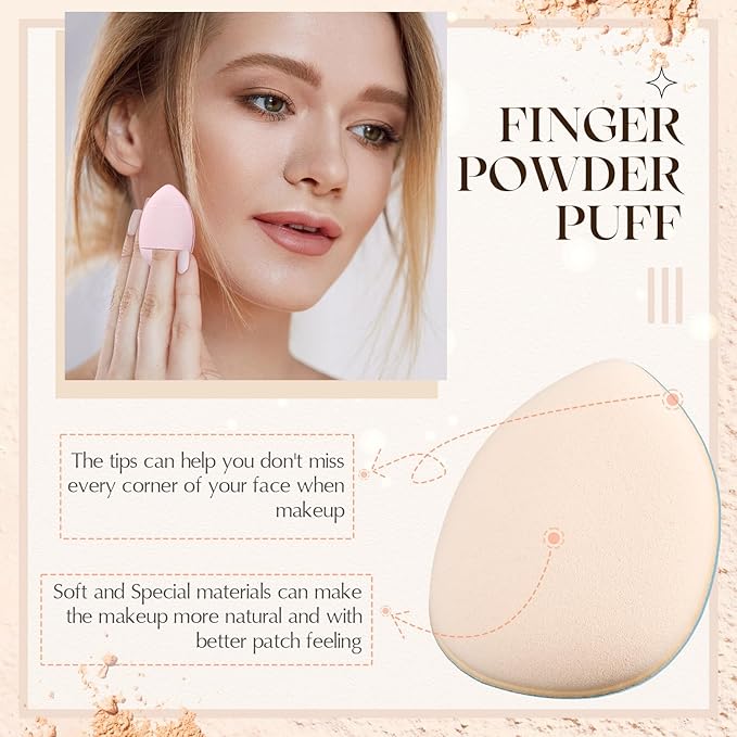 72 Pcs Finger Powder Puff Mini Makeup Sponge Soft Beauty Makeup Blender Puff for Foundation, Face Powder, Under Eye Setting, Concealer, Repair Cream, Cosmetic Tool (Black)