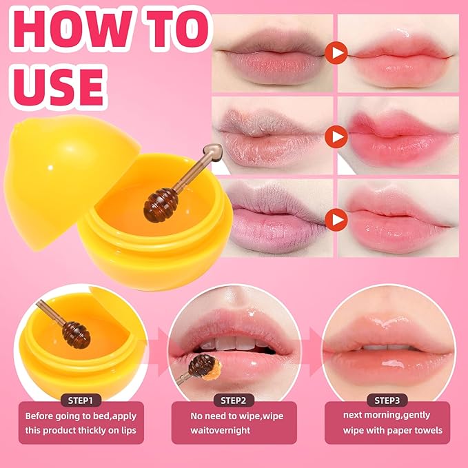 8 PCS Bee Lip Balm Lip Mask Fruit Pot for Teens Girls 10-12,Mini Cherry Lip Balm Moisturizing Strawberry Lip Sleeping Mask Overnight Treatment,Korean lip balm Gifts Set for Lips,Mothers Day Gifts