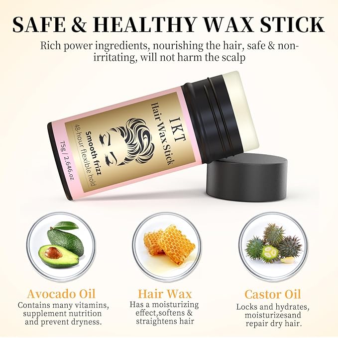 Hair Wax Stick, Wax Stick for Hair Slick Stick, No Spices, Easy to Absorb (1 Pack)