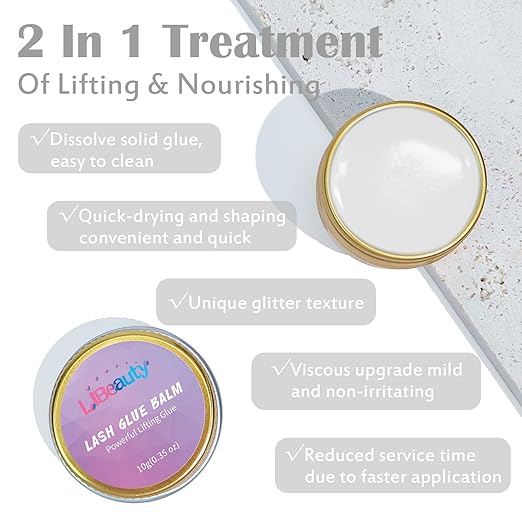 Libeauty Lash Lift Balm Lash Lift Glue Adhesive Strong Sticky Fruit Flavor Eyelash & Eyebrow Perm Glue Balm Brow Lamination Gel (White Peach, 10g/0.35oz)