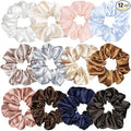 12 Pcs Satin Silk Hair Scrunchies Soft Hair Ties Fashion Hair Bands Hair Bow Ropes Hair Elastic Bracelet Ponytail Holders Hair Accessories for Women Girls (4.5 Inch, Assorted Classic color)