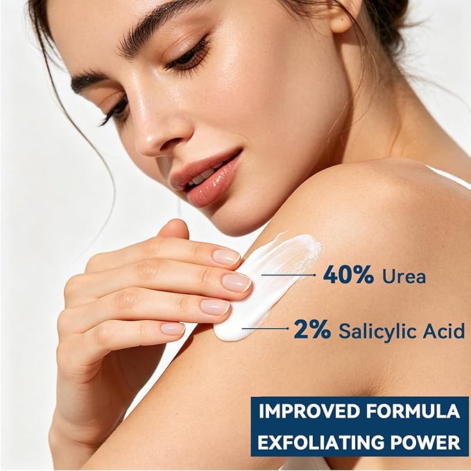 40% Urea Cream with 2% Salicylic Acid, Maximum Strength Foot Hand Cream, Intensive Repair Moisturizer for Dry Cracked Heels Knees Elbows, Exfoliating Callus Remover for Rough Thick Skin