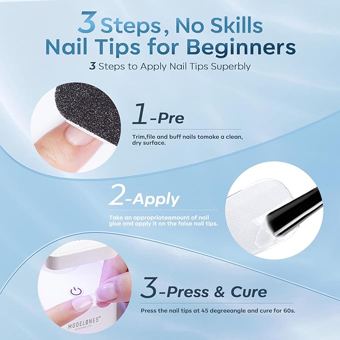modelones 10 in One X Nail Gel Glue Gel Base Coat Brush On Nail Polish Glue 15ml for Tips, Rhinestones, Blooming Art Gel Kit for Acrylic Tips U V Lamp Needed