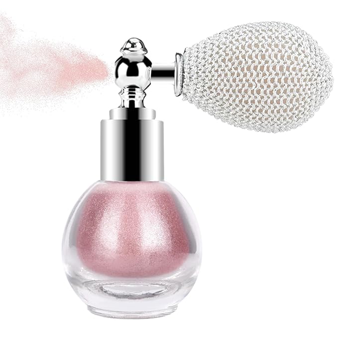 KYDA Glitter Powder Spray, Loose Shimmer Powder, Highlighter Spray Makeup for Face Body Hair, Lasting Glitter Hairspray, Cosmetic Sparkling Body Makeup, Soft Pink