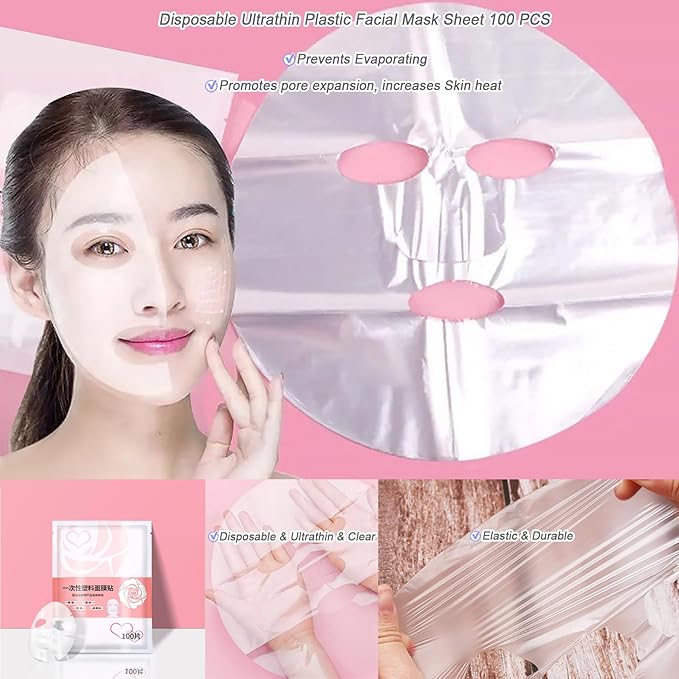 GELMAY 700PCS Face Neck Eye Nose Lip Foot Hand Disposable Plastic Mask Sheet, Ultra-Thin Transparent Facial Masks Skincare Paper Film DIY Spa Wrapped Moisturizing Patch Prevent Evaporation
