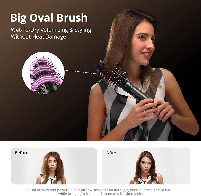 Crazymar airwrap Hair Styler, Fast Drying Blow Dryer & Curling StylingTool, Hot Air Styler No Heat Damage, Hot Air Styler Wrap for Curling Volumizing Straightening Styling (Black and Pink)