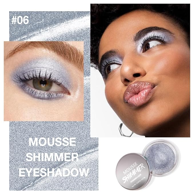 FeiCuiYun Cream Glitter Grey Blue Shimmer Metallic Eyeshadow Palette Makeup, Natural Single Mini Instant Holographic Eyeshadow For Women, Sombras Crema Para Ojos, Talc, Paraben & Cruelty Free