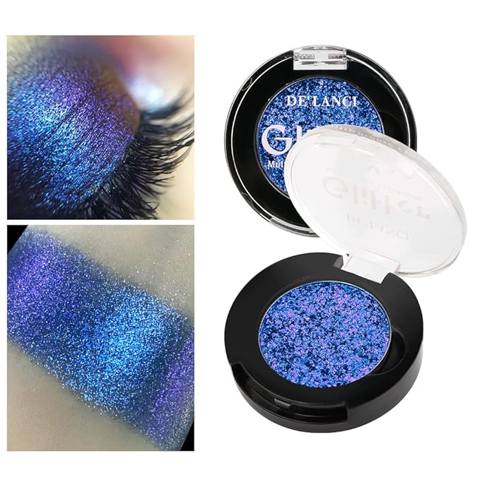 Afflano Duo Chrome Blue Eyeshadow, Intense Color Shifting Metallic Chameleon Eyeshadow Blue, Highly Pigmented Multichrome Eye shadow for Green Eyes Makeup, Single Sparkling Glitter Eye Shadow