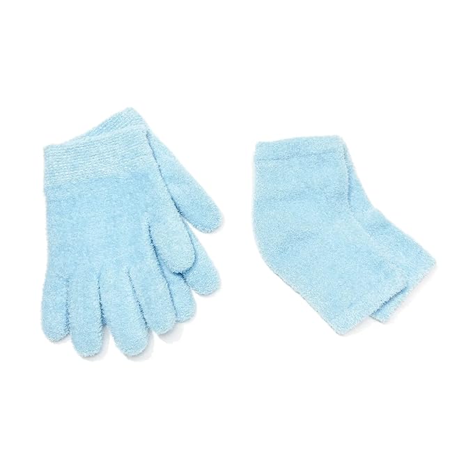 NatraCure Moisturizing Gel Heel Sleeves and Gloves - Aqua (Dry Skin) - For Hands, Fingers, Cuticles, Heels