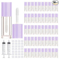 50pcs 2.5ml Empty Lip Gloss Containers Lip Gloss Tubes with Wand Cute 0.08oz Clear Refillable Lipgloss Making Supplies Kit for DIY Makeup + 2pcs Syringes (Purple)