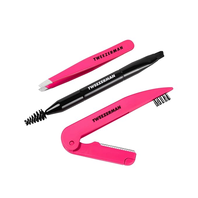 Tweezerman Pink & Black Mini Brow Rescue Kit